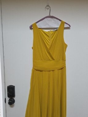 Newport News Mustard Yellow Sleeveless Wrap-Style  Dress